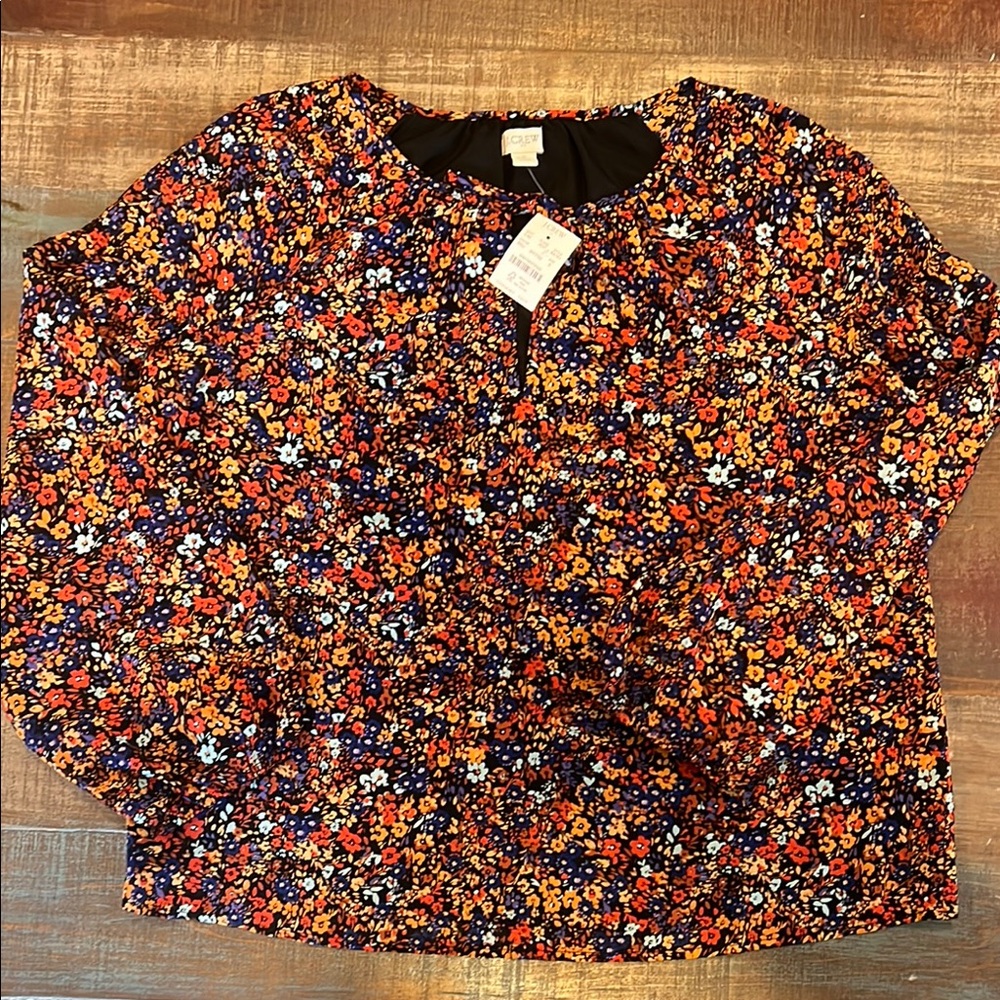 J Crew Floral Long Sleeve Blouse S NWT